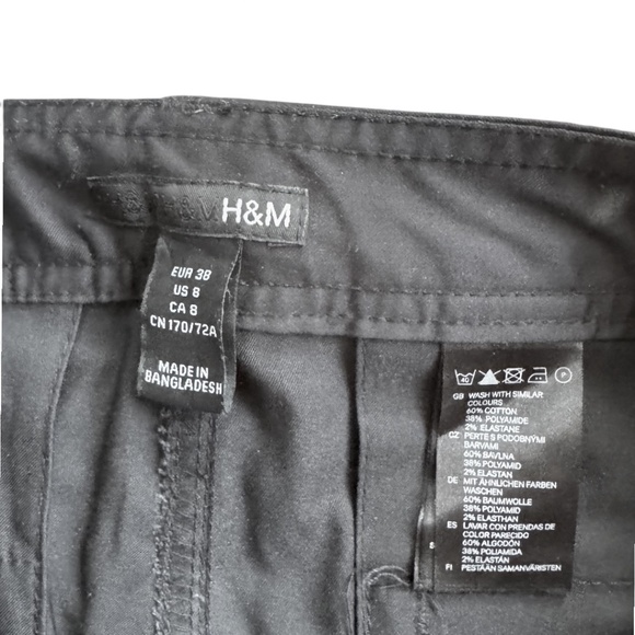 H&M Black Slim Straight Stretch Pants – Size 8 - Picture 3 of 5